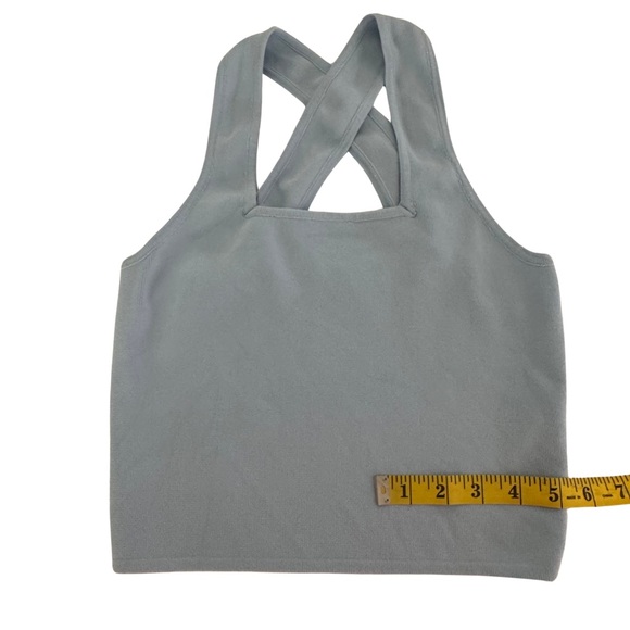 GREY LAB Dusty Blue Ribbed Criss-Cross Back Crop Tank Top Women’s XS - Picture 5 of 6